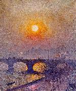 Emile Claus Sunset over Waterloo Bridge oil painting